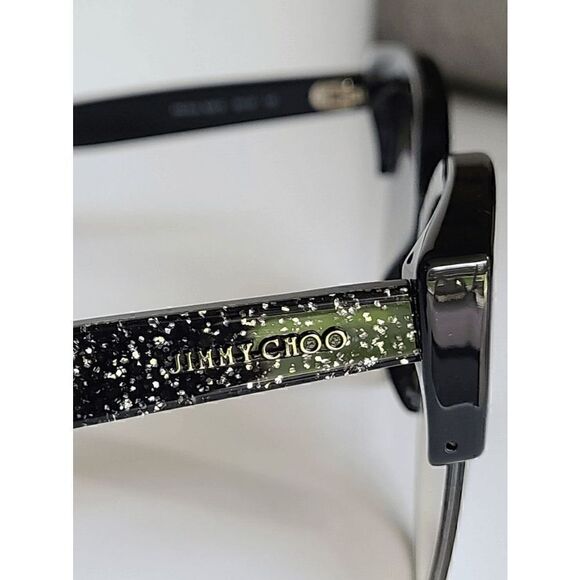 JIMMY CHOO Women\'s Oval 56mm Priya/S Black Glitter Sunglasses NEW WITH CASE $425 main image 2